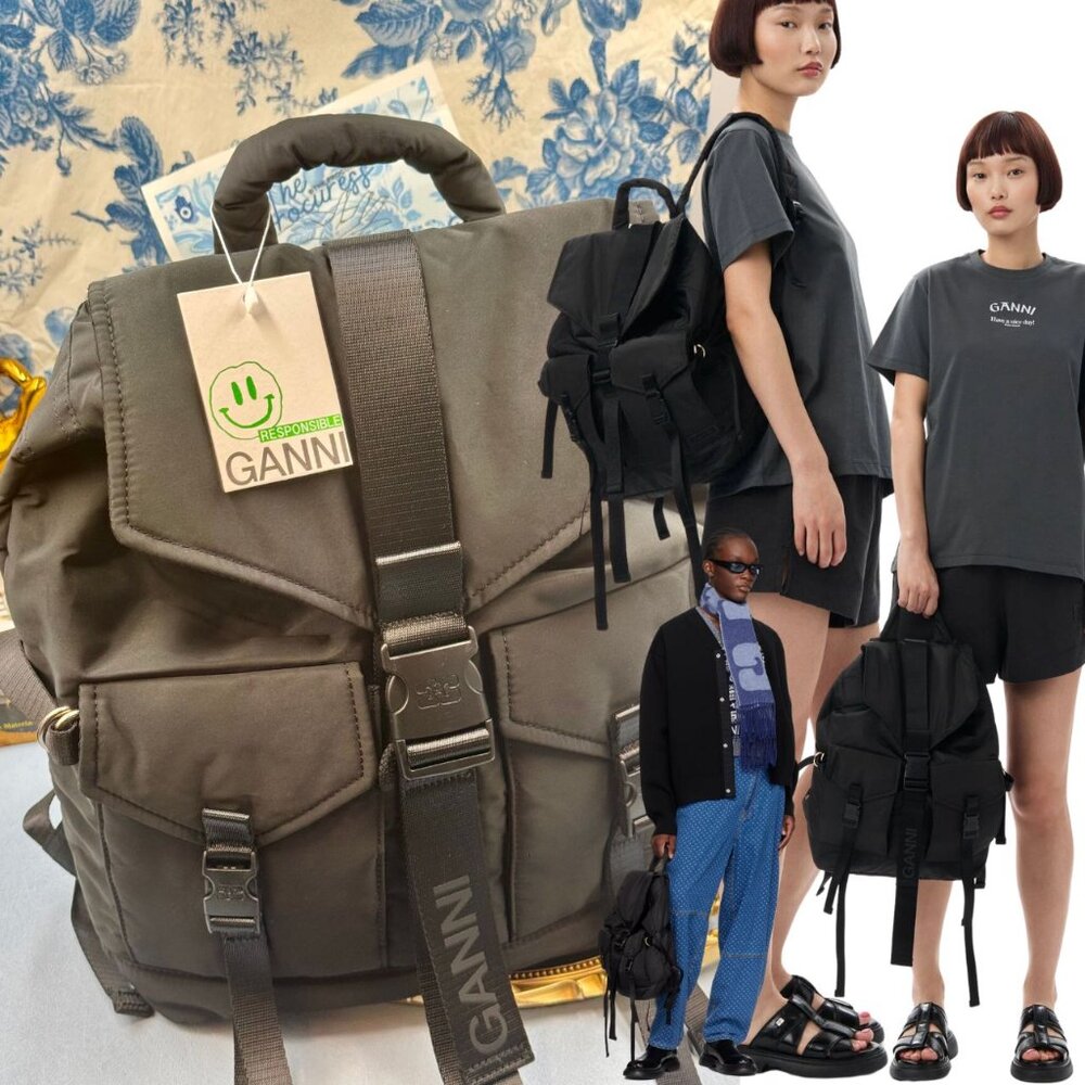 🆕 GANNI 🧿 NWOT Black Recycled Tech Backpack